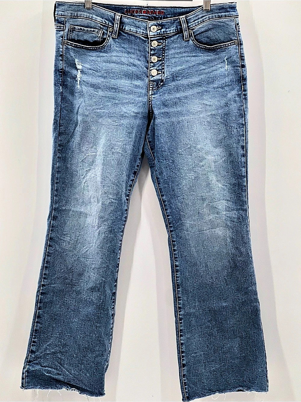 J130 Lucky Brand Size 14 Midrise boot Jean with Exposed Button Fly Jeans Blue